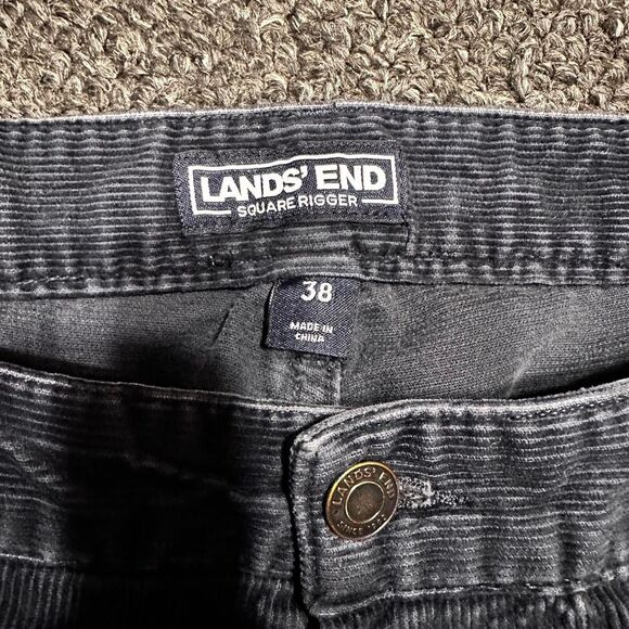 Lands’ End Corduroy Pants Men 38 Black Cotton Vintage Casual Straight Fit - Picture 3 of 5